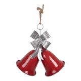 Clopotei Craciun metal rosu argintiu 42x21x46 cm