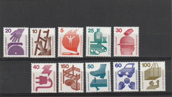 Uzuale ,protectia muncii Mi 694/703,Germania.