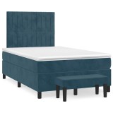 Cumpara ieftin Pat box spring cu saltea, albastru inchis, 120x200 cm, catifea