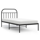 Cumpara ieftin Cadru de pat din metal cu tablie, negru, 100x200 cm