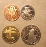 Lot 4 Monede Barbados Proof - Numismatică, Monede Străine