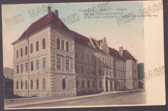 2834 - BRASOV, High School, Romania - old postcard - used - 1917