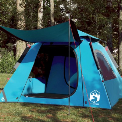 Gossi cort de camping cupola 4 persoane, setare rapida, albastru foto