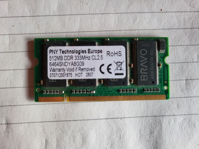 ram DDR1 - pentru laptop - de 512 Mb - model PNY