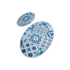 Set 2 Covorase baie Seramik, 60 x 100 cm, 50 x 60 cm, Antiderapant, Albastru