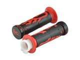 Set Mansoane Ghidon Moto Cauciuc Revo, 22mm, 120mm, Negru/Rosu, Cu Ghidaj Cablu Acceleratie