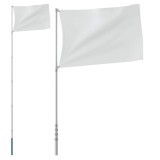 Cumpara ieftin Stalp de steag telescopic, argintiu, 5,5 m, aluminiu