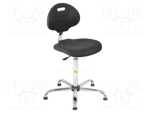 Scaun ESD RT WORK Dimensiuni: 470x440mm, Spătar: 420x320mm, &Icirc;nălțime ajustabilă 580-830mm