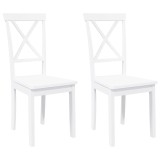 Cumpara ieftin Scaune de sufragerie 2 buc Cauciuc din lemn masiv alb