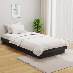 vidaXL Cadru de pat, gri, 100x200 cm, lemn masiv de pin