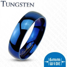 Inel din tungsten cu marginile rotunjite, albastru închis, 6 mm - Marime inel: 59