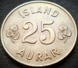 Moneda 25 AURAR - ISLANDA, anul 1962 *cod 4872 = UNC, Europa
