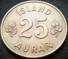 Moneda 25 AURAR - ISLANDA, anul 1962 *cod 4872 = UNC