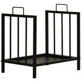 Outsunny Suport pentru Lemne din Metal, cu 2 M&acirc;nere și Bază Ridicată pentru 50kg de Lemne, 42x32.5x46 cm, Negru | Aosom Romania