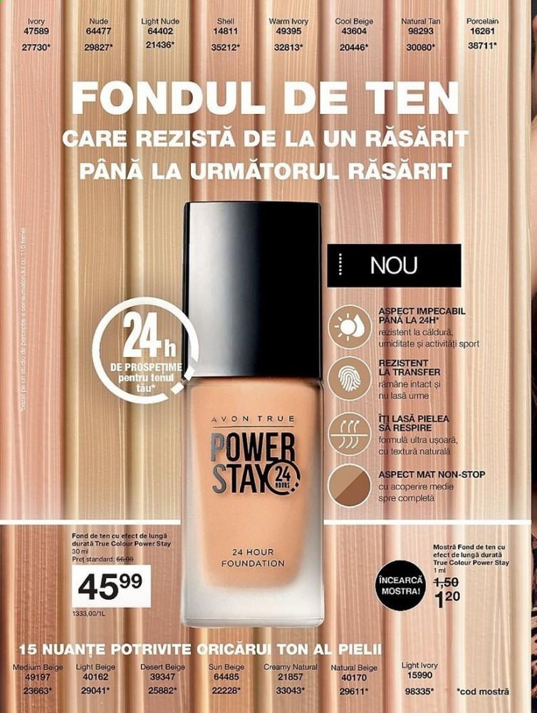 Fond de ten cu efect de lunga durata True Colour Power Stay Avon - nuanta  Nude | arhiva Okazii.ro