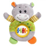 Jucărie Zornăitoare Plus, Hipopotam, 18cm, Multicolor, Flori Rotative, Oem