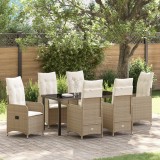Gossi set de mobilier de gradina de 7 piese cu pernite bej poliratan