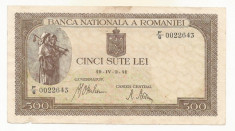 ROMANIA 500 LEI 1941 [4] filigran vertical foto