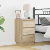 VidaXL Cabinet noapte cu LED Stejar Sonoma 39x34,5x65 cm Lemn prelucrat