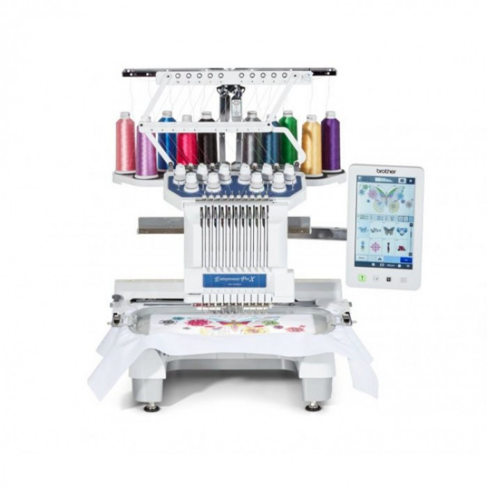 Masina de brodat Brother PR1055X, 1184 modele de broderie, monograme incluse, 4 gherghefuri de broderie, display tactil LCD