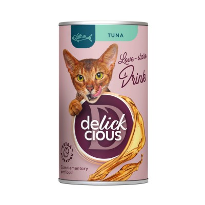 DELICKCIOUS,Conserva cu bautura cu ton pentru pisici, 140g foto