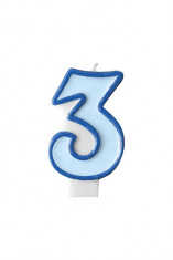 Lumanare de tort pentru aniversari cifra 3 albastru foto