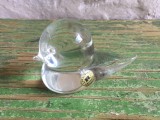 Prespapier in forma de pasare cristal transparent realizat de Reijmyre Glasbruk Suedia !