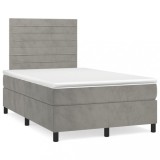 Cumpara ieftin Pat box spring cu saltea, gri deschis, 120x200 cm, catifea