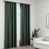 Perdele opace aspect p&acirc;nză, c&acirc;rlige, 2 buc. verde, 140x225 cm