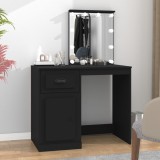 vidaXL Masă de toaletă cu LED, negru, 90x50x132,5 cm, lemn prelucrat