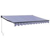 Cumpara ieftin Copertina retractabila albastru/alb, 3,5x2,5 m, textil/aluminiu