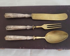 Set tacamuri vechi,art nouveau , argint 800 marcat, in cutia originala