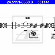 Conducta / cablu frana PEUGEOT 407 (6D) (2004 - 2016) ATE 24.5151-0638.3