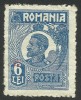 EROARE / VARIETATE ROMANIA 1923 - FERDINAND I BUST MIC 6 LEI ALBASTRU -- MNH, Nestampilat