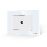 Cumpara ieftin Priza TV 1M + 2 Taste False LUXION cu Rama din Sticla, Standard Italian, 3M SmartElectro IntelligentHouse