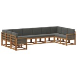 vidaXL Set de canapele de exterior cu pernă 10 pcs Natural și Antracit 3385568