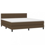 Cumpara ieftin Pat box spring cu saltea, maro inchis, 160x200 cm, textil