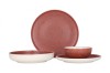 Set Vesela Portelan Rinart Rosa, 24 piese, 6 persoane - Serviciu de Masa Roz Mediu