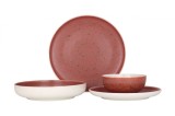 Rinart Set de vesela (Medium) - Rosa - 24 bucăți - 6 persoane - Porţelan