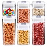 Set 6 Recipiente din Plastic, Cyrax, pentru Alimente/Obiecte, Inchidere Ermetica, 2 x 0.5l, 2 x 0.8l, 2 x 1.2l, Capac Alb, Transparent