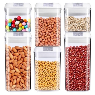 Set 6 Recipiente din Plastic, Cyrax, pentru Alimente/Obiecte, Inchidere Ermetica, 2 x 0.5l, 2 x 0.8l, 2 x 1.2l, Capac Alb, Transparent foto