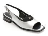 Sandale IMAGE argintii, L216, din piele naturala
