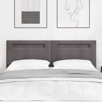 vidaXL Tăblie de pat design simplu gri 160 cm piele ecologică foto