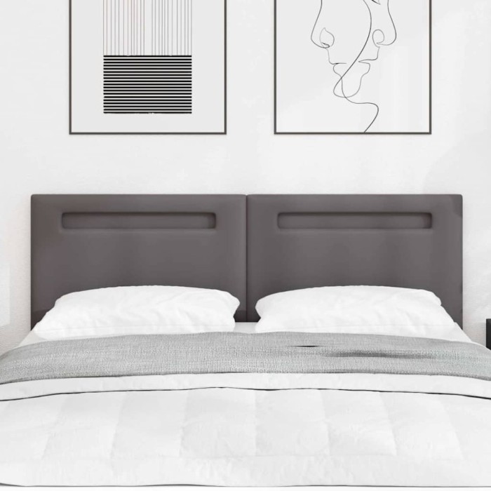 vidaXL Tăblie de pat design simplu gri 160 cm piele ecologică