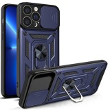 Husa pentru iphone 13 pro max, slide si snap, magnetic ring, blue