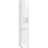 VASAGLE Dulap de baie tip coloana, din MDF, cu sertar si 2 usi, 30x30x170cm, alb Household NewTrend