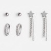 Cercei tip stud cu strasuri, 3 perechi, Argintiu, CMCLASS