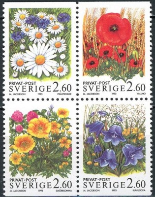 C2053 - Suedia 1993 - Flori 4v.neuzat,perfecta stare foto