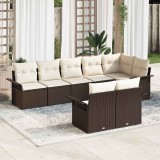 VidaXL Set de canapele pentru grădină cu pernă 8 pcs Maro Rattan poli