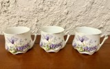 3 CESTI DIN PORTELAN FIN- DESEN DELICAT CU TOPORASI H6,5CM